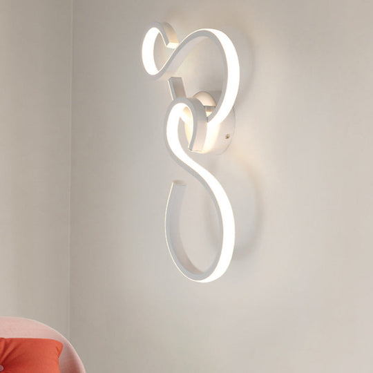 Modern White Spiral Wall Sconce Light With Acrylic Led For Living Room