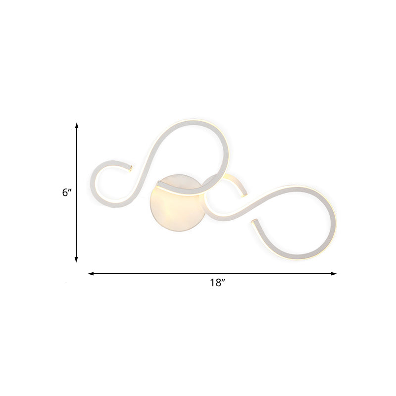 Modern White Spiral Wall Sconce Light With Acrylic Led For Living Room