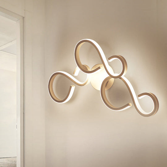 Modern White Spiral Wall Sconce Light With Acrylic Led For Living Room