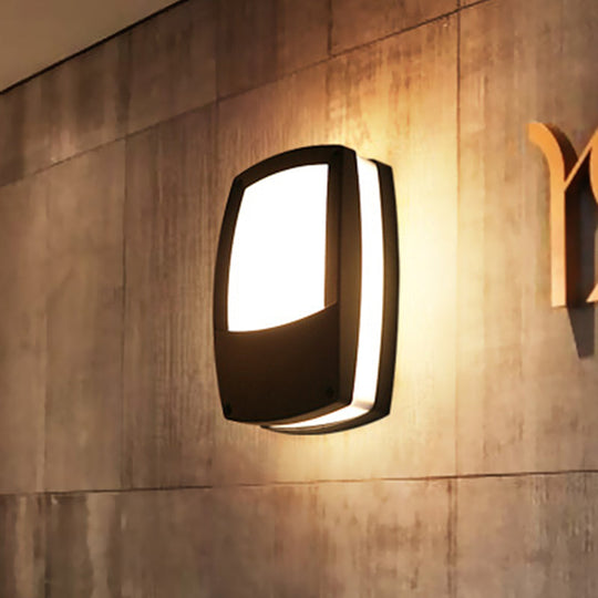 Contemporary Outdoor Black Led Wall Lamp - Acrylic Mount Light Fixture