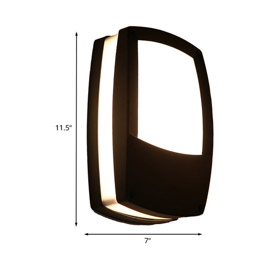 Contemporary Outdoor Black Led Wall Lamp - Acrylic Mount Light Fixture