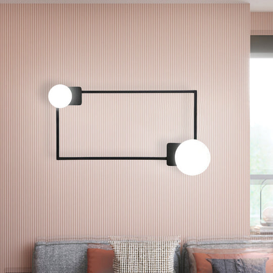 Modern Metal Rectangle Flush Wall Sconce With Led Lighting - Black Finish
