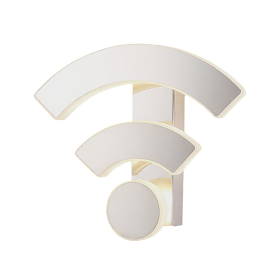 Modern Wifi Logo Sconce Light: Acrylic Led Wall Lamp In Warm/White Light For Bedroom