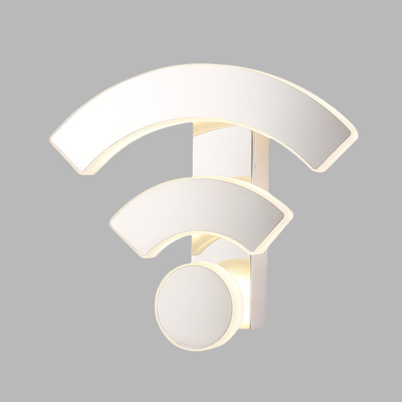 Modern Wifi Logo Sconce Light: Acrylic Led Wall Lamp In Warm/White Light For Bedroom