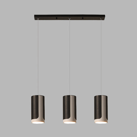Modern Black Cylindrical Suspension Pendant Lamp - 3-Light Metallic Cluster