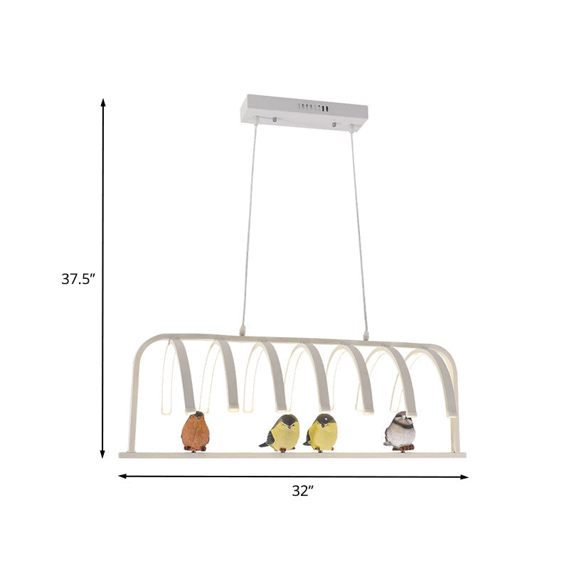 Contemporary Curved Acrylic Chandelier With Led Lighting White Modern Pendant Lamp In