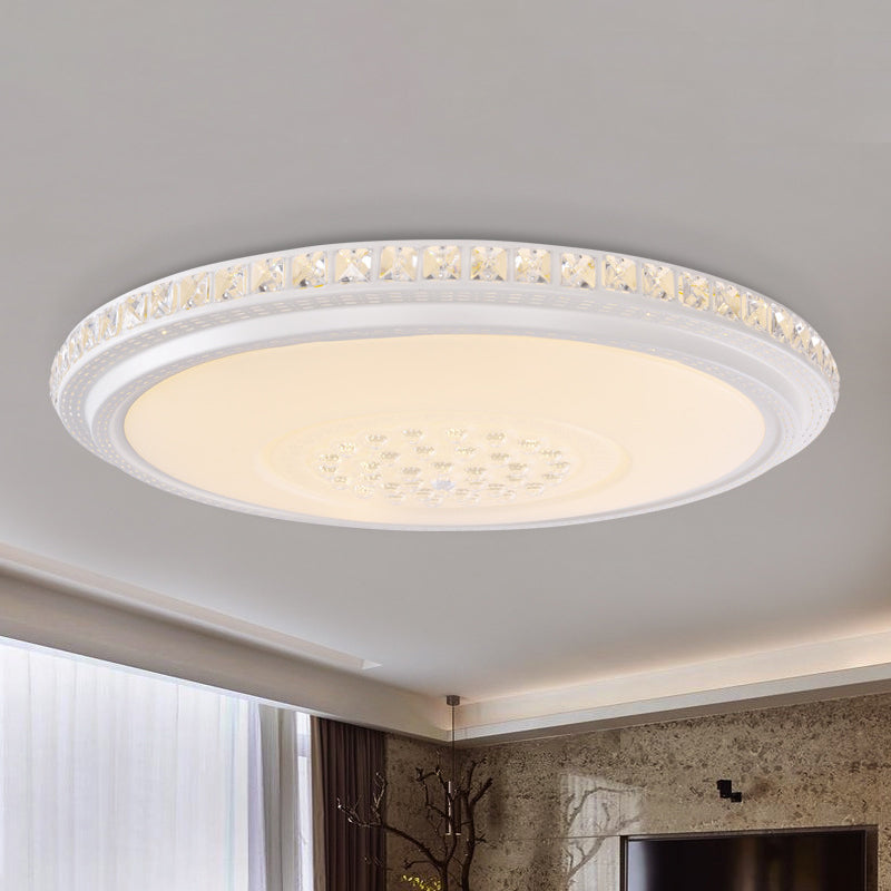 Modern Led Ceiling Flush Light With Crystal Detail White Warm/White 12/16/19.5 Dia. / 12 Warm