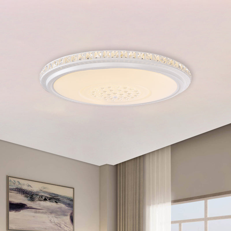 Modern Led Ceiling Flush Light With Crystal Detail White Warm/White 12/16/19.5 Dia.
