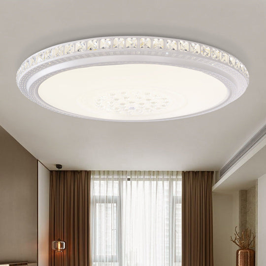 Modern Led Ceiling Flush Light With Crystal Detail White Warm/White 12’/16’/19.5’ Dia.