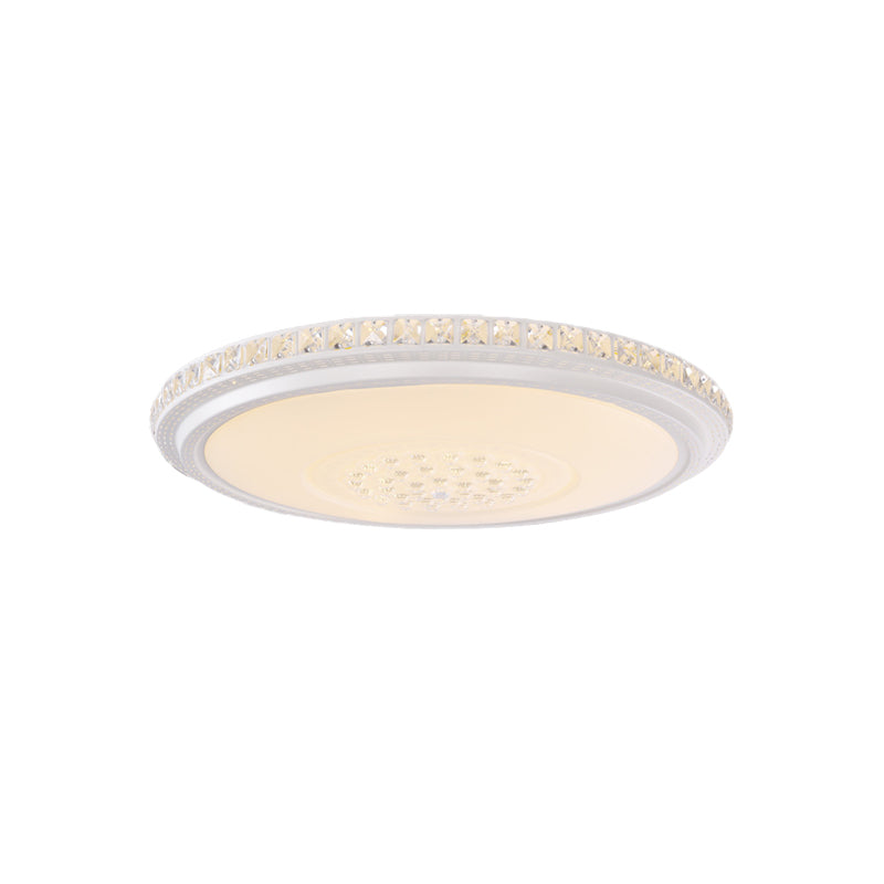 Modern Led Ceiling Flush Light With Crystal Detail White Warm/White 12’/16’/19.5’ Dia.