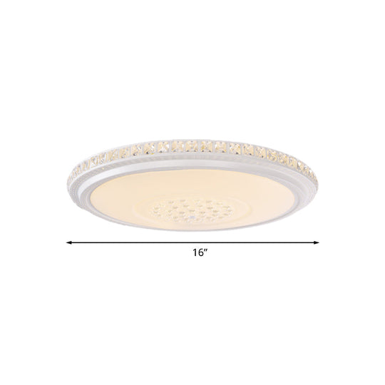 Modern Led Ceiling Flush Light With Crystal Detail White Warm/White 12’/16’/19.5’ Dia.
