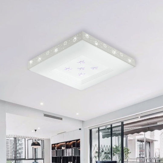 Modern Led White Flush Ceiling Light With Flower Pattern - White/Warm/3 Color Options