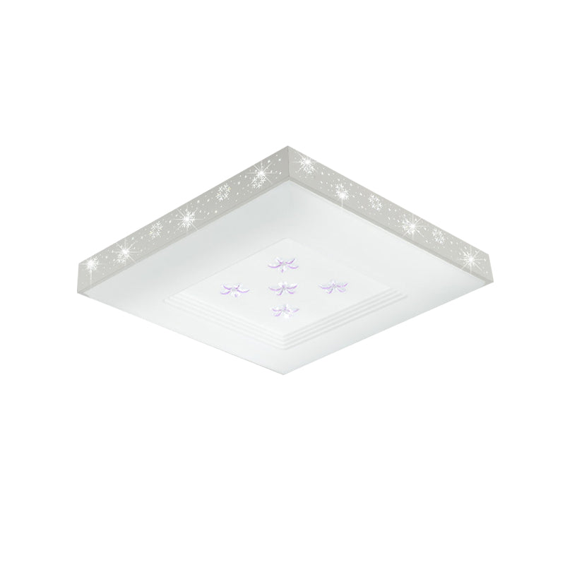 Modern Led White Flush Ceiling Light With Flower Pattern - White/Warm/3 Color Options