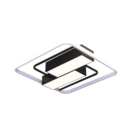 Modernist White & Black Acrylic Flush Mount Light - 18’/21.5’ W Led Square Rectangle
