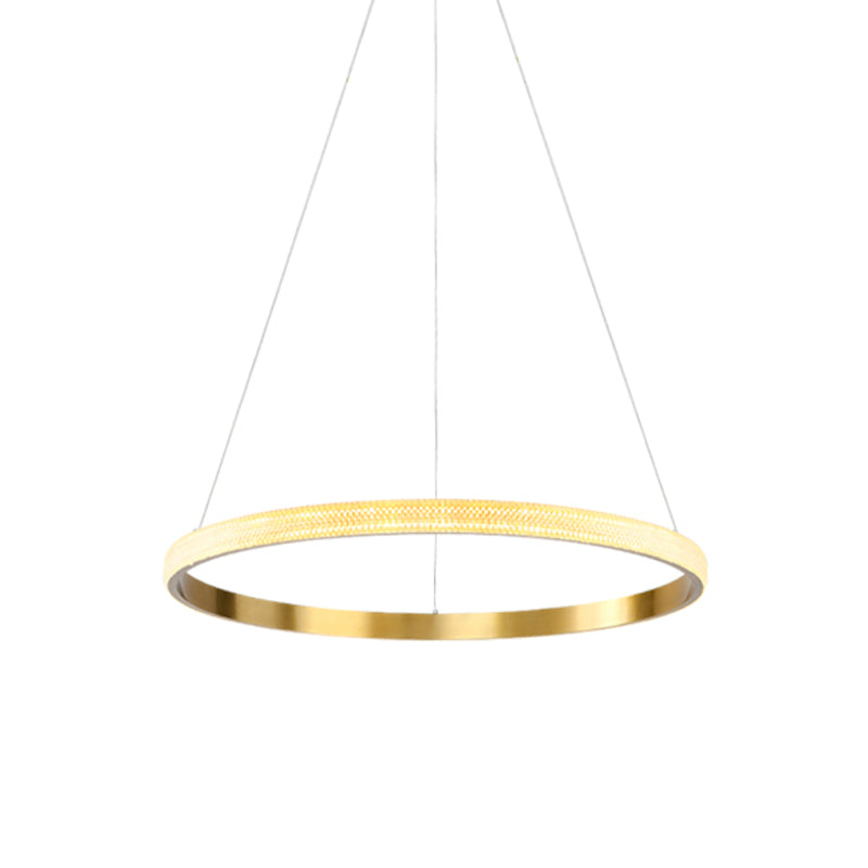 Gold Ring Suspension Light - Modern Led Acrylic Pendant Lamp White/Warm 19’/25.5’ Dia
