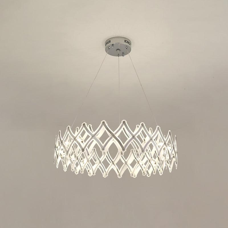 Contemporary Acrylic Led Chandelier - 31.5’/23.5’ W Grid Chrome/Gold Warm/White Light