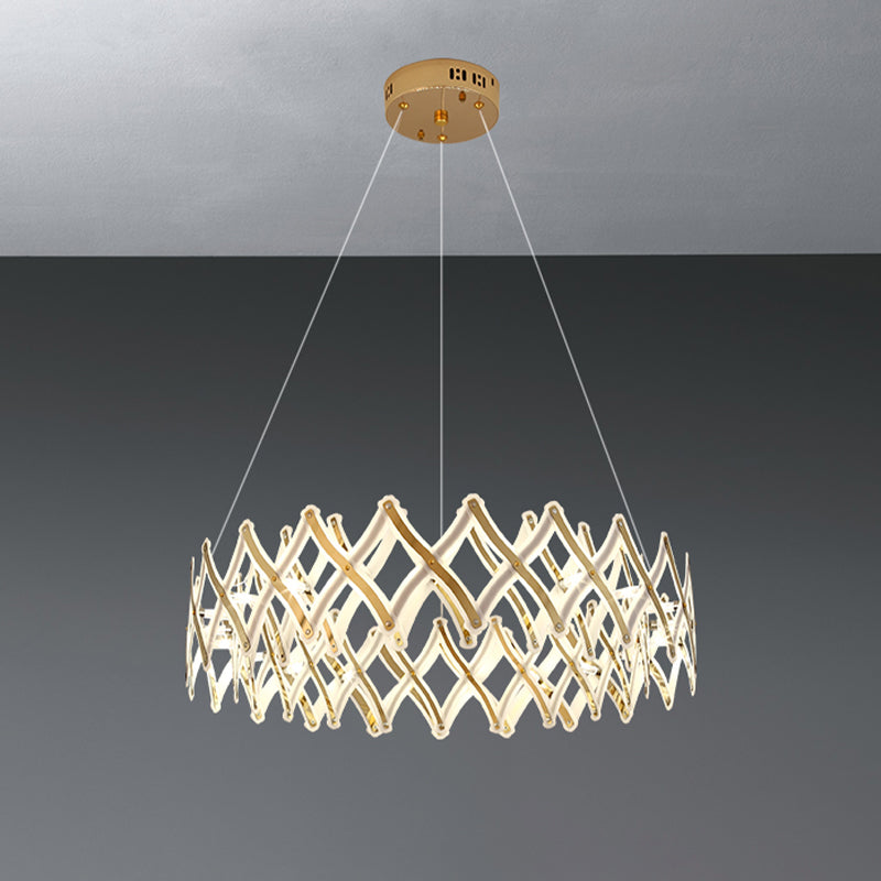 Contemporary Acrylic Led Chandelier - 31.5’/23.5’ W Grid Chrome/Gold Warm/White Light