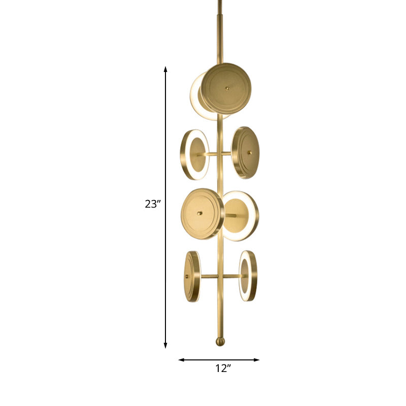 Circle Hanging Led Ceiling Chandelier In Gold With Metal Finish - 8-Light 23’/31.5’ Height