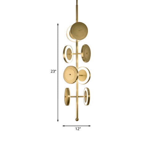 Circle Hanging Led Ceiling Chandelier In Gold With Metal Finish - 8-Light 23’/31.5’ Height