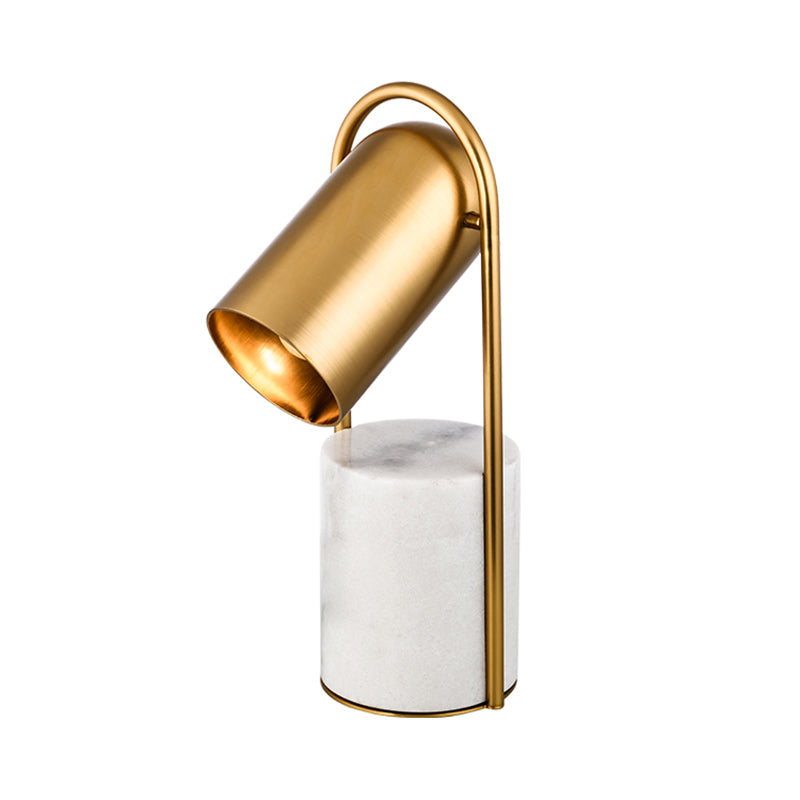 Metal Desk Lamp With Gold Finish Marble Base - Modern Capsule Design 1 Bulb
