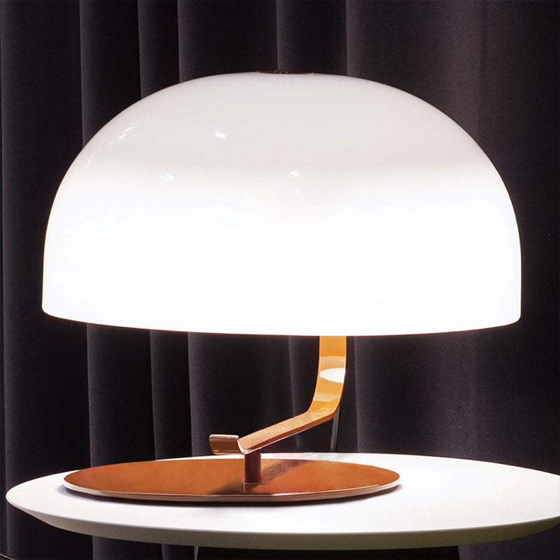 Contemporary Mushroom Night Table Lamp In White/Brown Brown