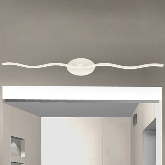 Simplicity Led Acrylic Wall Sconce Vanity Light 18/26.5 L White Wave Design For Bathroom
