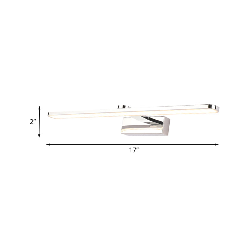 Elongated Acrylic Vanity Lighting 16/17/23 Led Wall Light Sconce For Bathroom White Finish