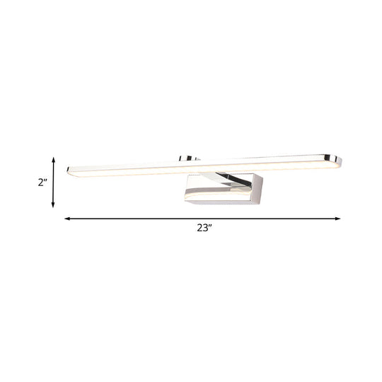 Elongated Acrylic Vanity Lighting 16/17/23 Led Wall Light Sconce For Bathroom White Finish