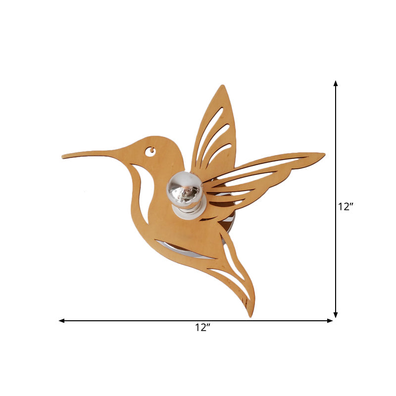 Modern Bird-Shaped Wood Sconce With Beige Wall Mount - Bedside Lamp