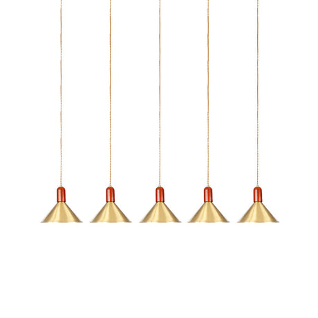 Gold Finish Multi-Light Pendant Conical Ceiling Lamp - Industrial Tandem Hanging 3/5/7 Lights