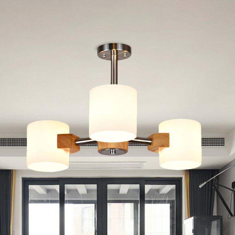 Modern Chrome Semi Flush Ceiling Lamp With White Glass - 2/3 Lights Living Room Lighting