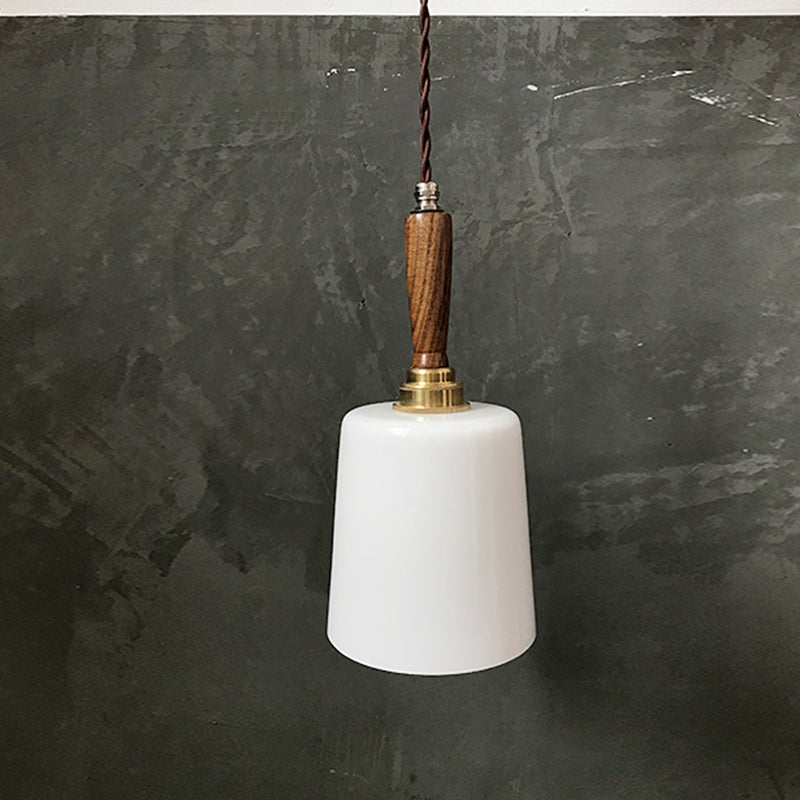 Vintage Milk White Glass Bell Hanging Light Kit: 1 Bulb Brown Ceiling Suspension Lamp