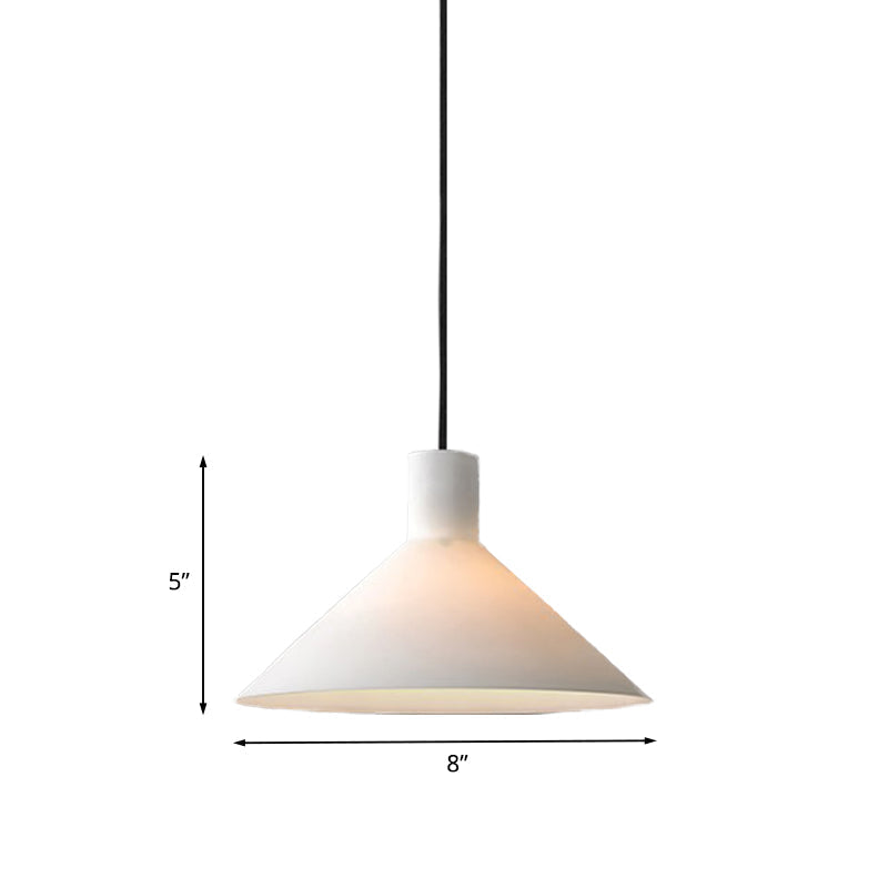 Minimalist White Glass Pendant Ceiling Lamp With Wide Flare Hanging Kit
