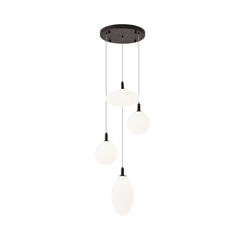 Minimalistic Gold/Black Pendant Lamp With 4 Lights And Cream Glass’ Or ’Minimalist 4-Light Glass