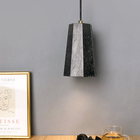 Terrazzo Nordic Pendant Light Kit - Polygon Restaurant Ceiling Lamp (1 Head) In Black/Red/Green