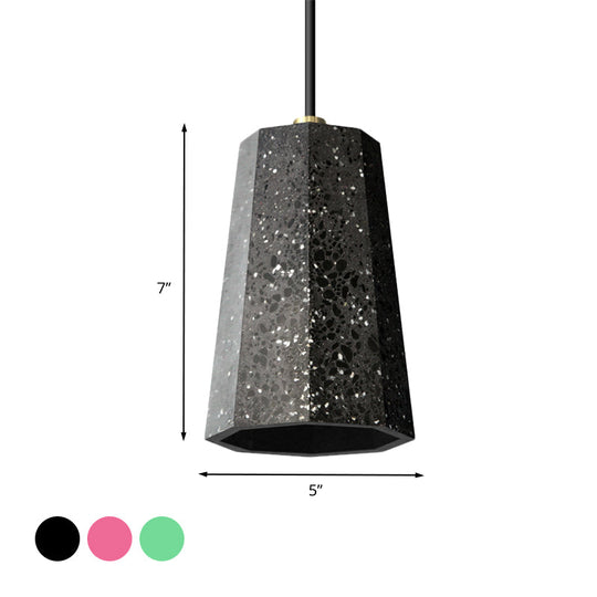 Terrazzo Nordic Pendant Light Kit - Polygon Restaurant Ceiling Lamp (1 Head) In Black/Red/Green