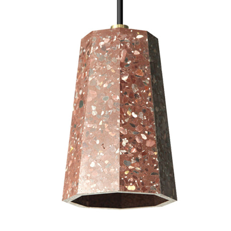Terrazzo Nordic Pendant Light Kit - Polygon Restaurant Ceiling Lamp (1 Head) In Black/Red/Green