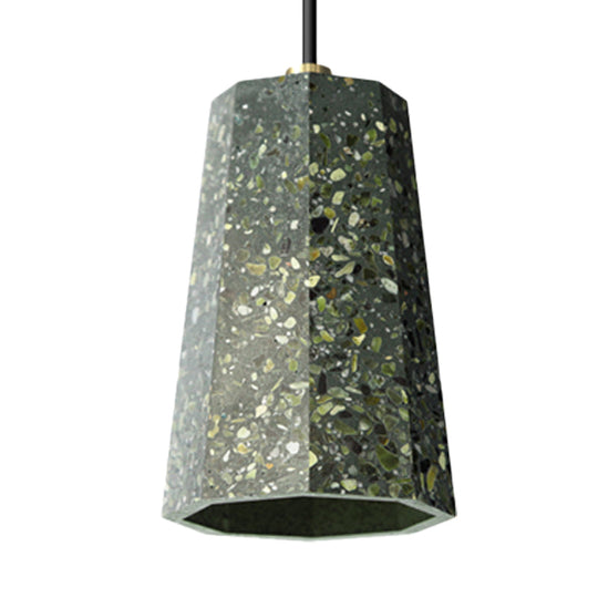 Terrazzo Nordic Pendant Light Kit - Polygon Restaurant Ceiling Lamp (1 Head) In Black/Red/Green