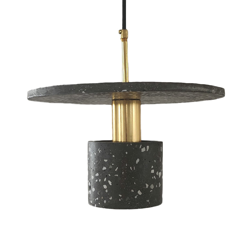 Nordic Terrazzo Hanging Light: Round Plate 1-Light Coffee House Pendant In White/Black/Pink