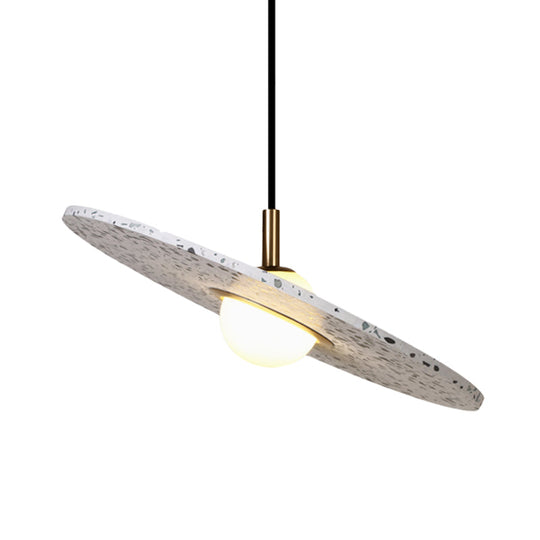 Modern Terrazzo Suspension Light: Round Disc Pendant Lamp For Restaurants - 1-Bulb White/Pink