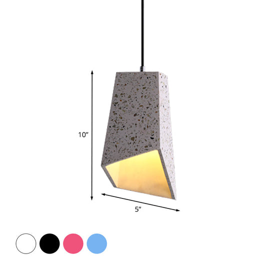 Hanging Geometric Nordic Terrazzo Pendant Lamp - 1 Head White/Black/Red Ideal For Coffee Shop