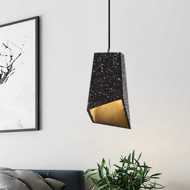 Nordic Terrazzo Geometric Hanging Light Fixture - 1 Head White/Black/Red Pendant Lamp For Coffee