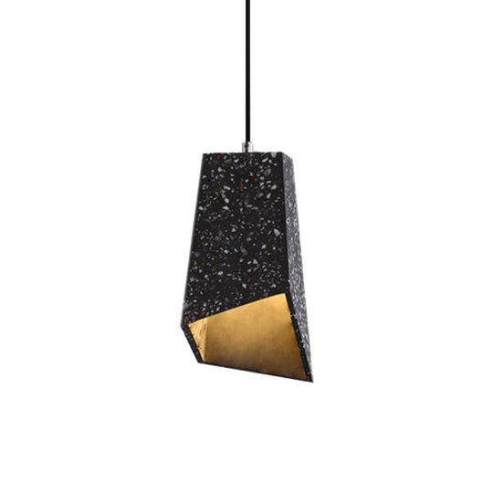 Nordic Terrazzo Geometric Hanging Light Fixture - 1 Head White/Black/Red Pendant Lamp For Coffee