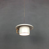 Macaron Ceramic Led Pendant Lamp - Coffee-Cup Shape Down Lighting 1 Bulb White/Pink/Grey Designs For