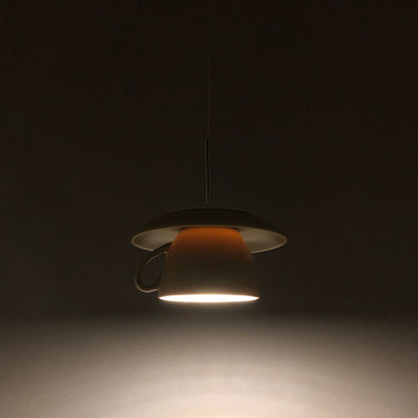 1-Light Macaron Pink/Grey/Green Restaurant Pendant Lamp With Ceramic Coffee Cup Shade Led Hanging
