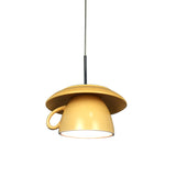 1-Light Macaron Pink/Grey/Green Restaurant Pendant Lamp With Ceramic Coffee Cup Shade Led Hanging
