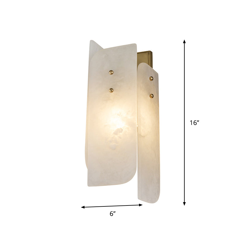 Modern Marble 1-Light Corner Wall Sconce Lamp In White