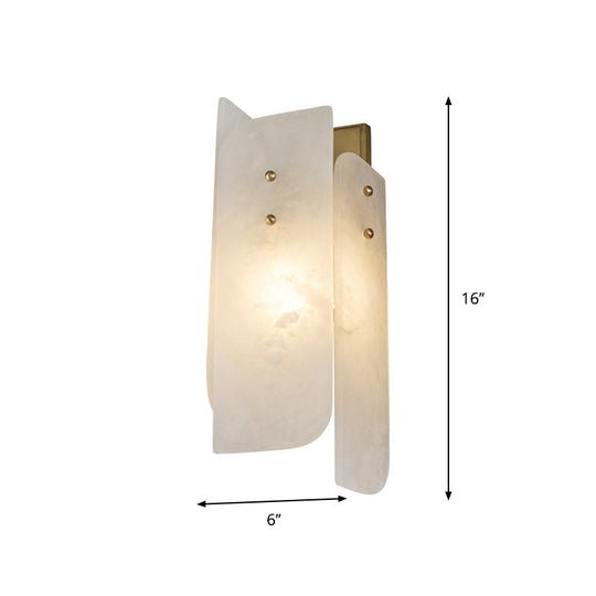 Modern Marble 1-Light Corner Wall Sconce Lamp In White