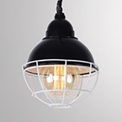 Farmhouse Metal Pendant Light With Double Bubble Design - Black/White Indoor Ceiling Fixture Black