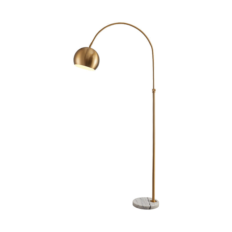 Metal Domed Floor Lamp: Post-Modern Overarching Stand Up Light In Black/Brass